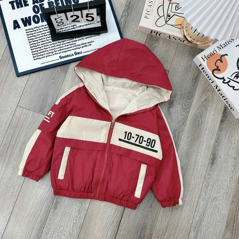 ( không tăng size) Áo khoác gió lót lông mỏng có mũ cho bé size 11-25kg 0