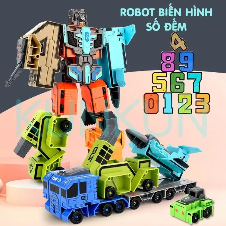 Đồ chơi robot chữ số biến hình thông minh Mom And Son EC