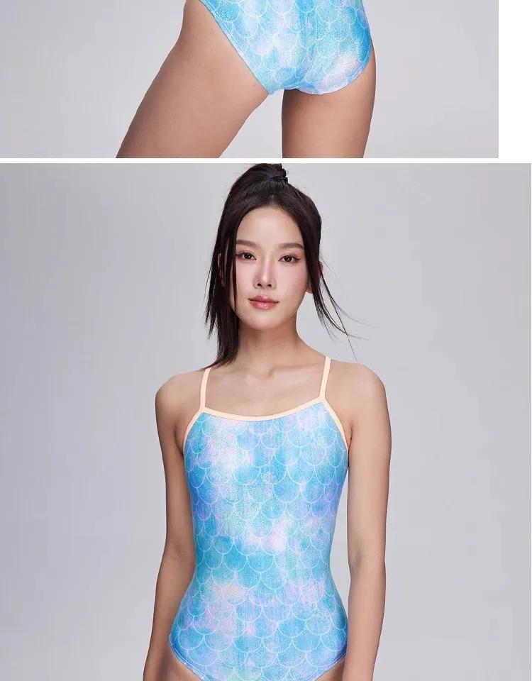Maillot de bain une pièce d'entraînement athlétique pour femmes Maillot de bain de compétition à écailles de poisson pour la compétition_voghion.com