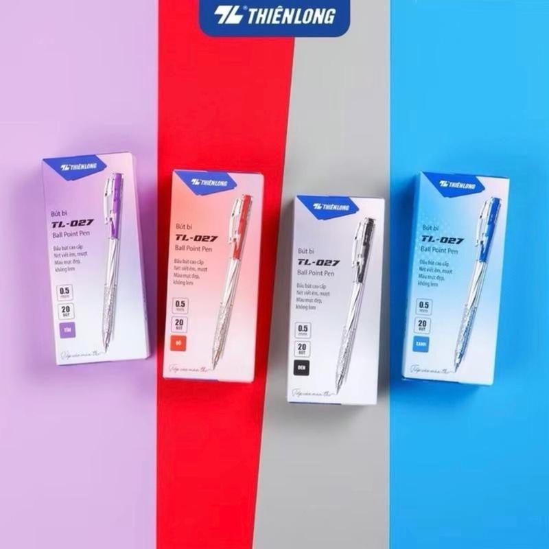 Bút Bi Thiên Long Hộp 20 Cái,Bút Bi 2 Màu Đen Và Xanh, Đều Mực Ngòi 0.5mm- Hộp Bút Bi Dùng Văn Phòng Học Sinh