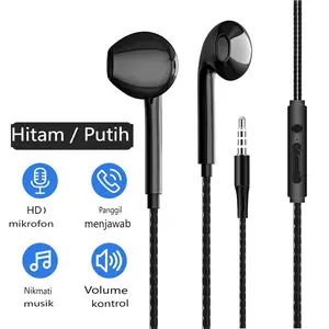 Headset Musik Kabel 3.5mm Portabel Universal Headset Musik Stereo Gaming Earphone Dengan Earbud Mikrofon