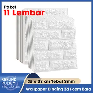 BELI 10 GRATIS 1 !!  Wallpaper Dinding Mini 3D Foam Motif Batu Bata 35 x 38 CM Self Adhesive