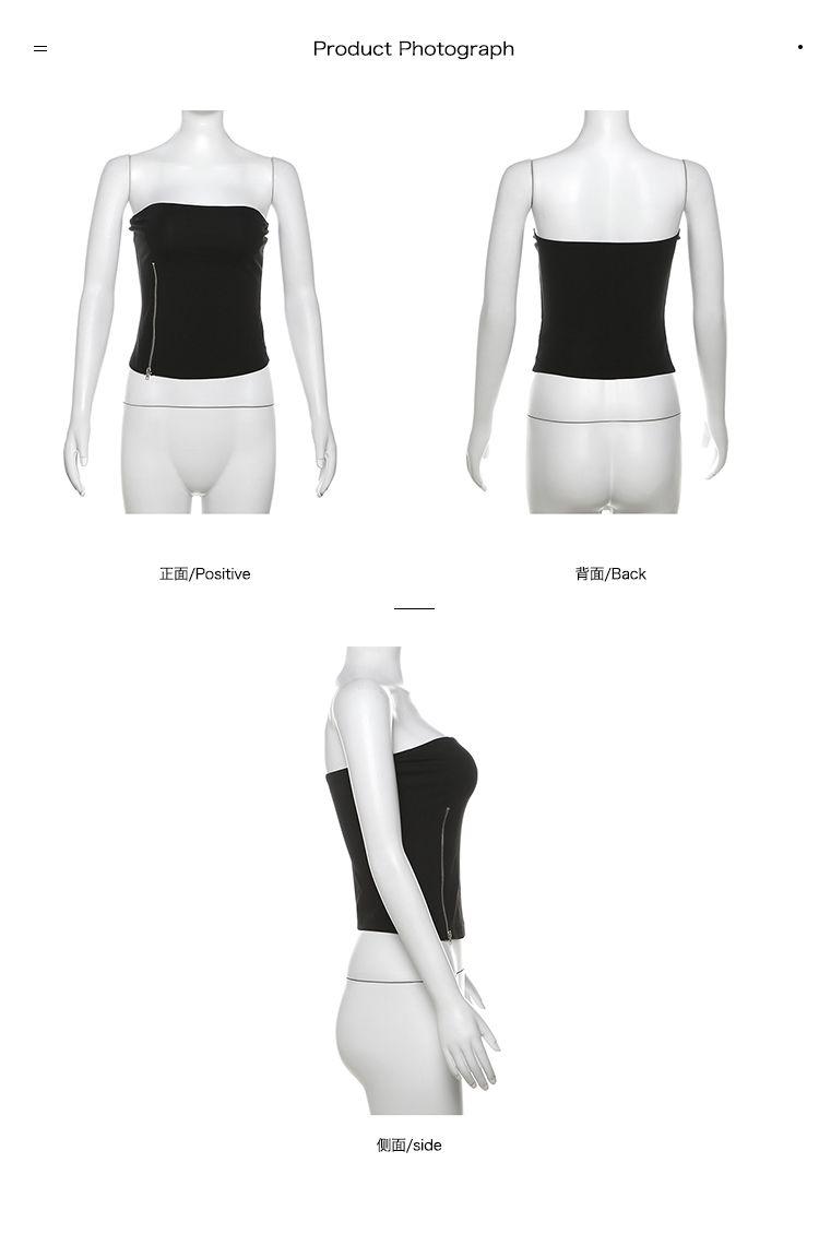 Product Introduction of 2025cutenew Sweet Cool Wind Mist Elegant Light Yarn All-Match Fishtail Skirt Women's Zip Tube Top Slimming Vest Short Top 4
