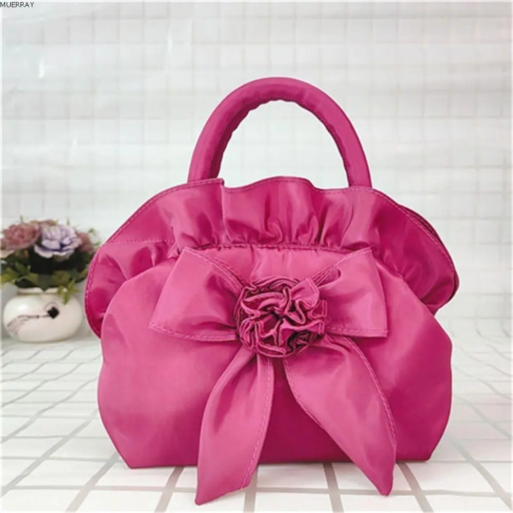 MUERRAY Vintage Flowers Women Bowknot Bag Zipper Portable Ladies Handbag with Handle Soft Mini Mother Bag Key