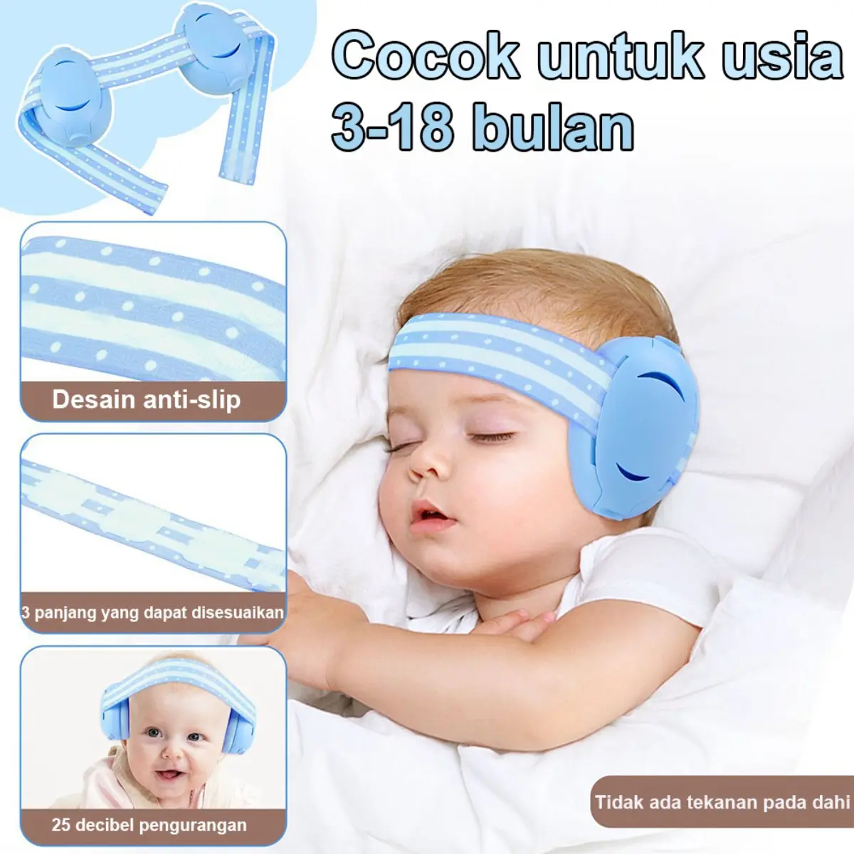 Earmuff Dua Fungsi untuk Bayi & Anak - Penyederhanan Kebisingan 25 dB, Desain Bisa Diatur, Bahan Aman, Cocok untuk Tidur & Perlindungan Pendengaran (0-4 Tahun)