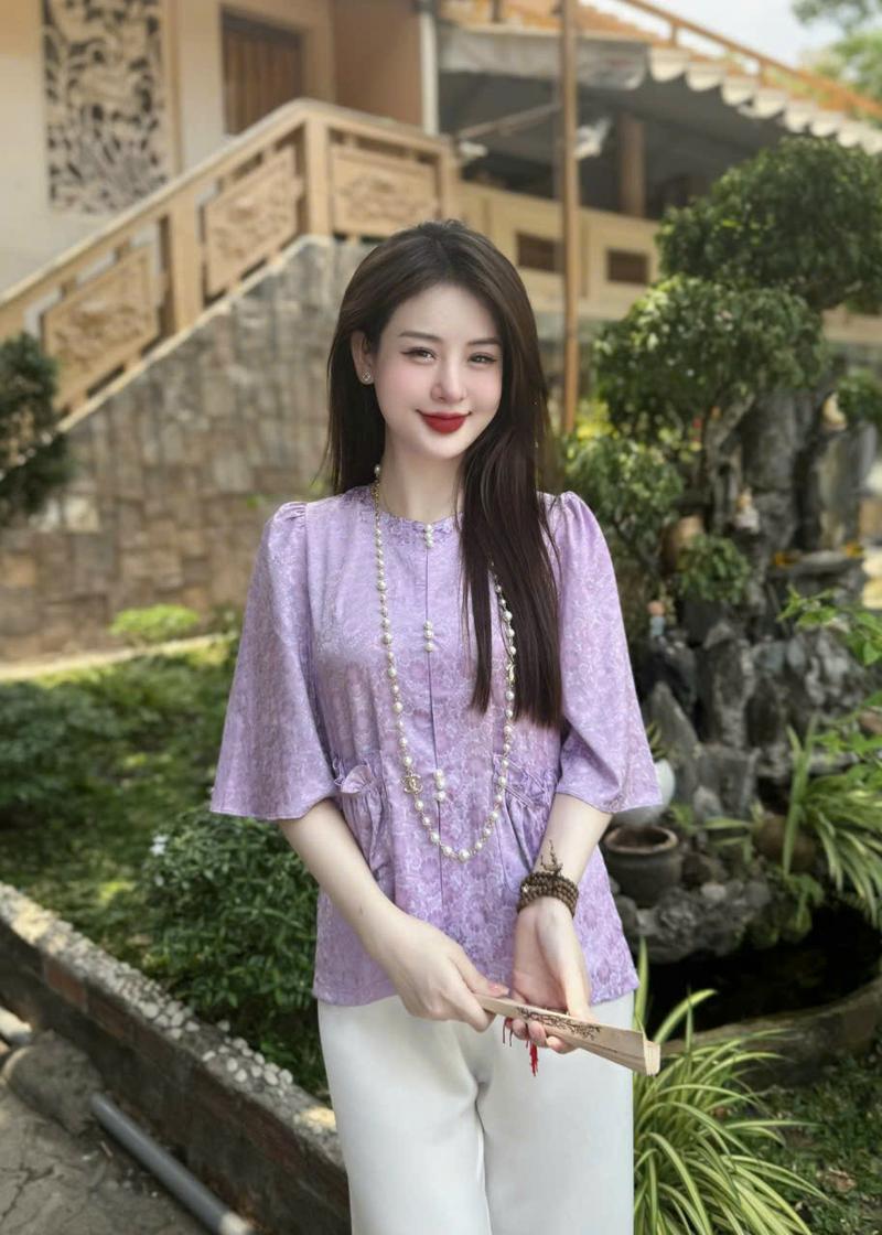 Product Introduction of Tịnh Tâm 13- Set Lụa Gấm Tô Châu Lụa Gấm Cao Cấp Cổ Tròn Túi Tiền Đính Ngọc Siêu Xinh Phù Hợp Đi Lễ Chùa Kem Áo Women Top 32