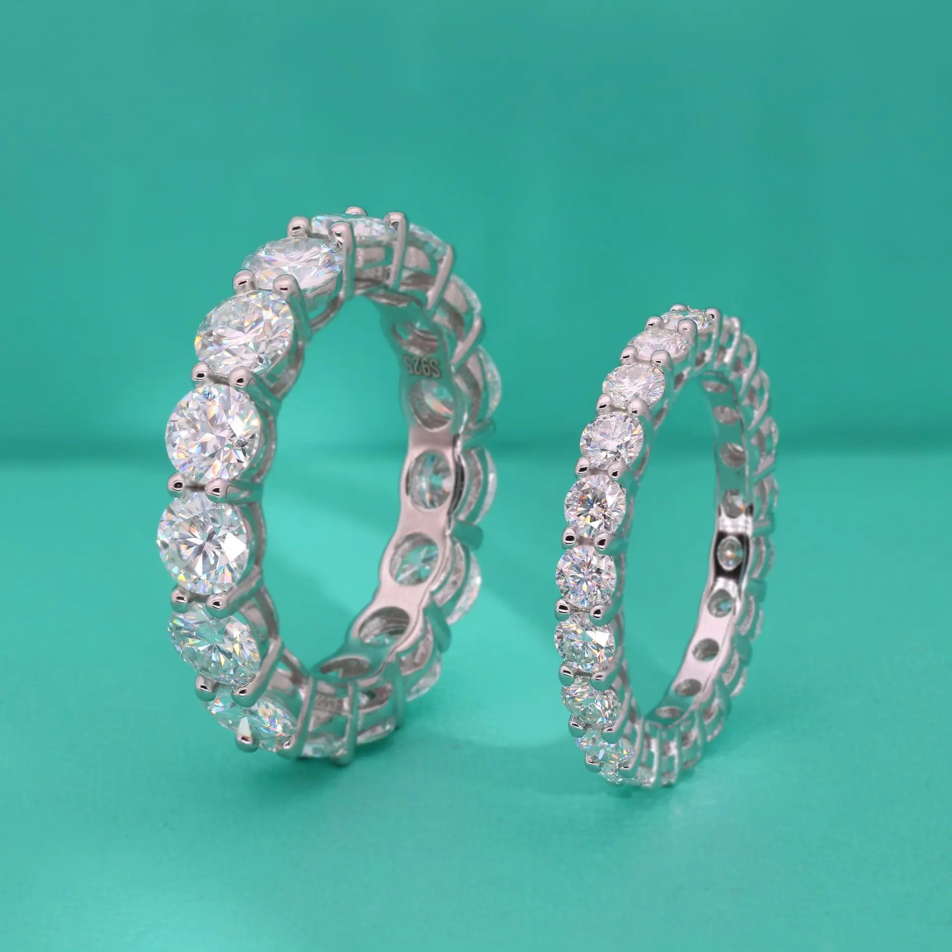 Mosan diamond ring ladies S925 sterling silver round high-end ring