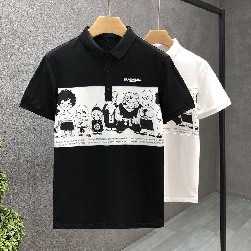 Product Introduction of 2023 Summer New Trendy, Personalized and All-Match Top Trendy Men's Polo Shirt Cartoon Printing Lapel T-shirt 5