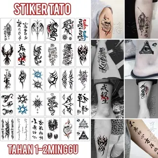 30 PCS Grosir Termurah Tato Tulisan Jepang Aesthetic - Tatto Temporer motif kecil, Tato temporary Stiker Tato Halal Naga Tengkorak iluminati kalajengking Kode O