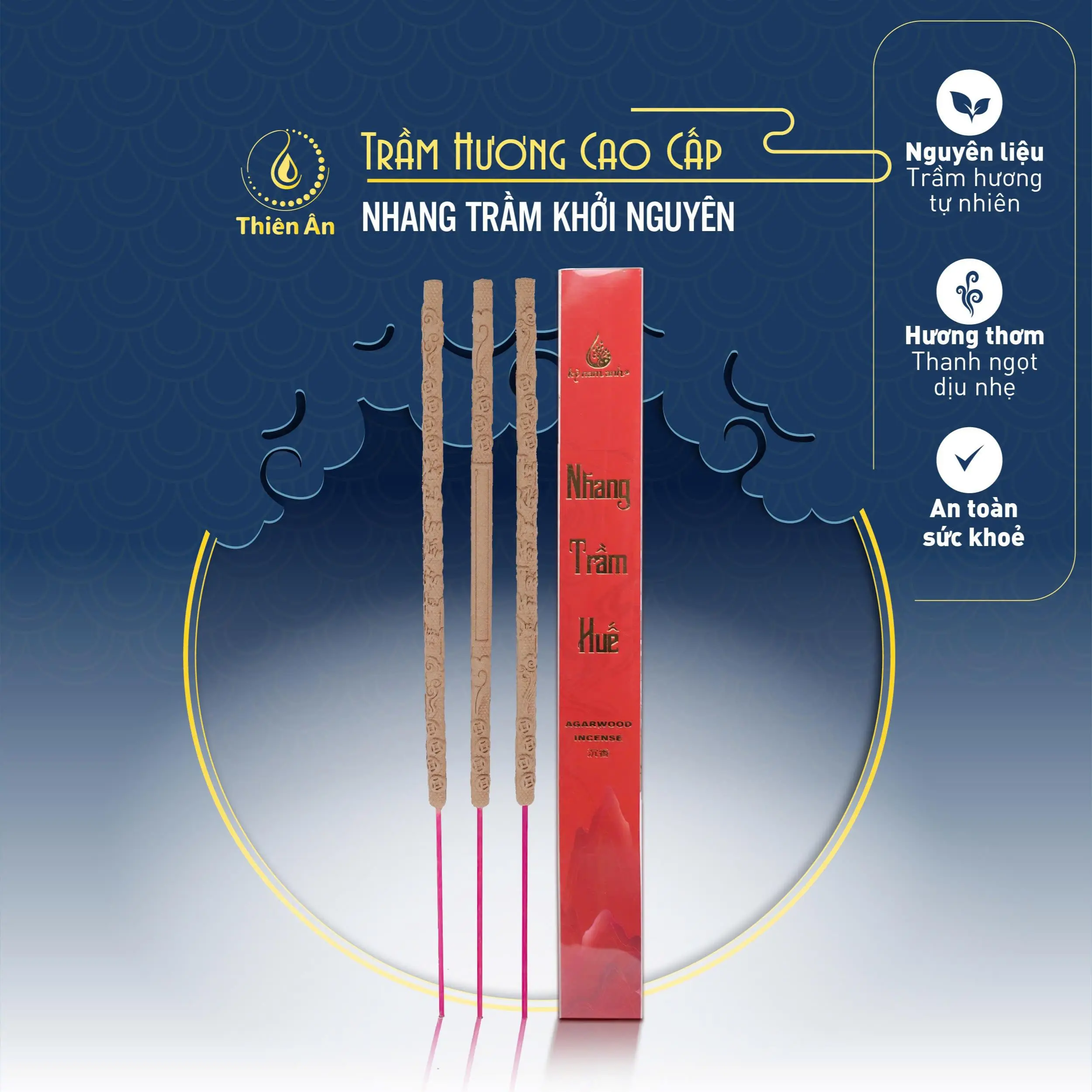 BỘ NHANG TRẦM KHỞI NGUYÊN (3 CÂY) - Thương hiệu Kỳ Nam Anh