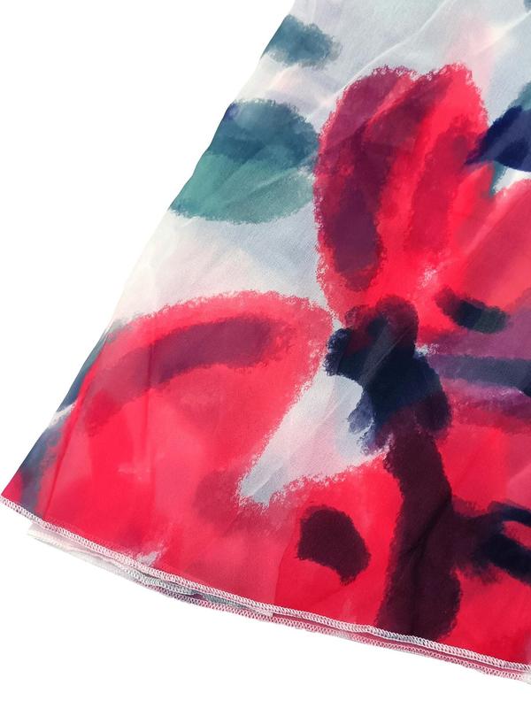 【Plus Size】 All Over Print Chiffon Dress, Elegant Evening Party Gown, Women's Clothes for Spring & Fall, Womenswear 8