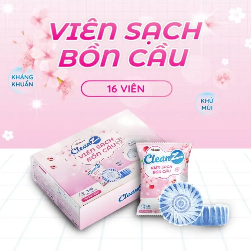 ( Combo 16 viên & 20 viên ) Viên sạch bồn cầu Cleanz hương đào làm sạch , kháng khuẩn .
