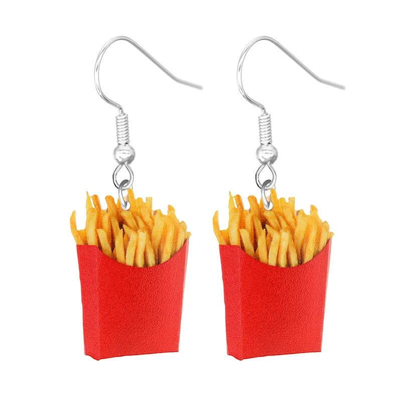 New Burger Doughnut Fashionable Exaggerated Acrylic Dessert Earrings for Women 2