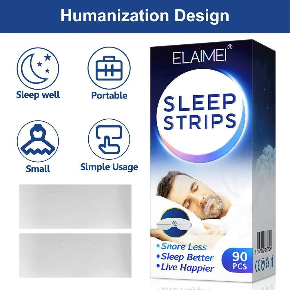 Băng Dính Dán Miệng 90 Miếng, Dải Ngủ, Để Ngủ Ít Hít Thở, Cải Thiện Giấc Ngủ, T7Z2