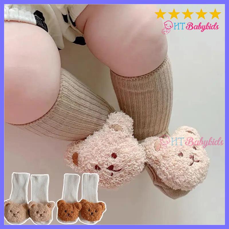 Tất Vớ Cổ Cao Hình Gấu Bông Lông Xù Phong Cách Vintage Hàn Quốc Cho Bé Trai Bé Gái