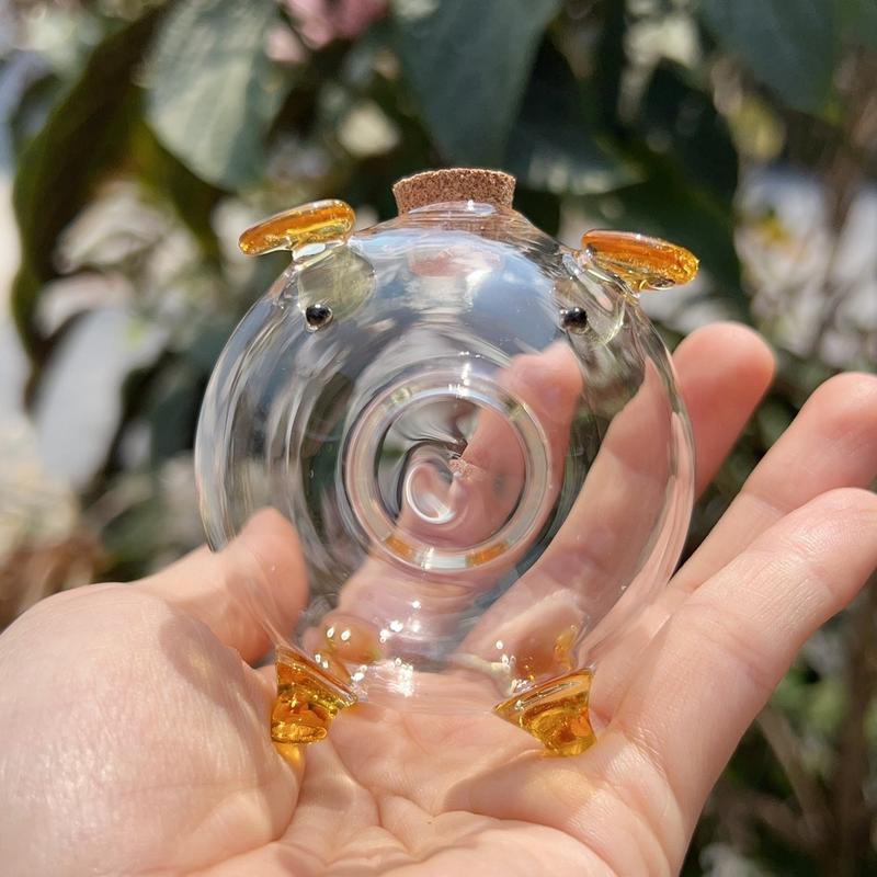 Heo đựng vàng (hạt đậu) tích luỹ chất liệu thuỷ tinh trong suốt cao cấp (không đựng được nhẫn trơn)