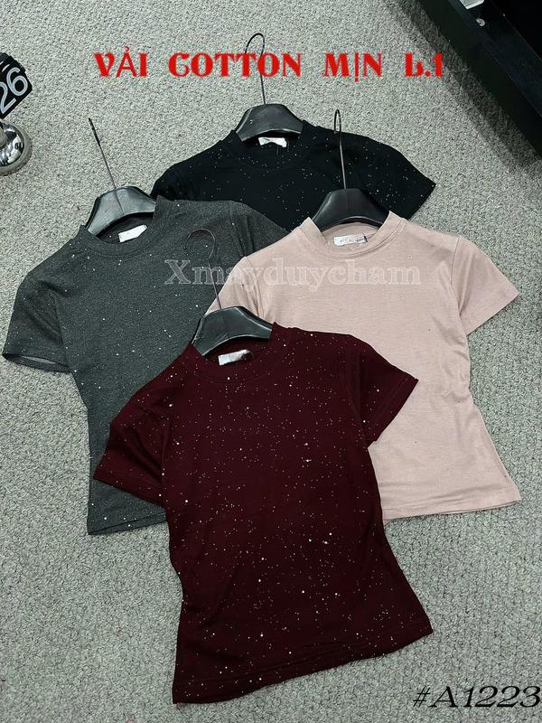 Áo Thun Cộc Tay Đính Đá Bling Bling COTTON ZIP CO GIÃN cho nữ m673 Xmayduycham