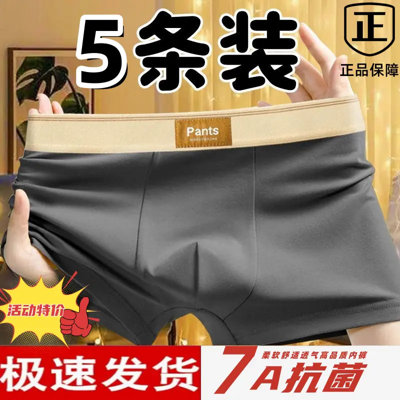 Quần Lót Nam Cotton, Màu Trơn Thoải Mái Và Mềm Mại, Độ Đàn Hồi Cao, Kiểu Boxer Đùi, Hàng Mới Về, 6 Gói
