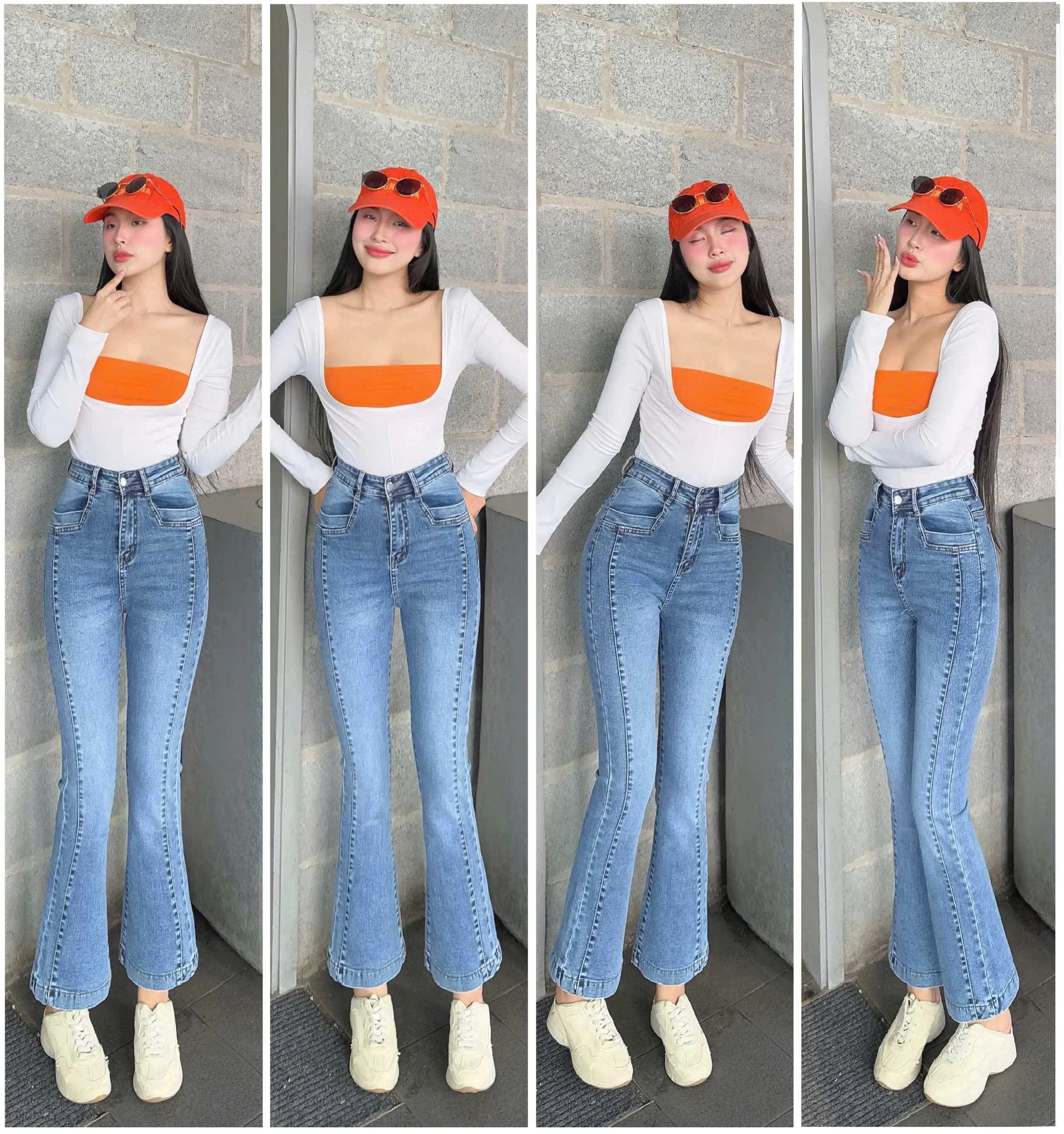 [90-92cm] Quần jean nữ ống loe 9 tấc NM Jeans, chất co giãn, đủ size từ 40kg đến 75kg, Pants, Women
