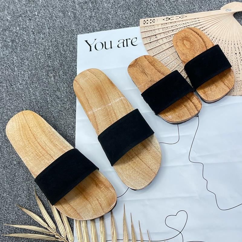  SanSan_Dép Guốc Gỗ Mộc 2P Quai Nhung áo dài bà ba  Dép Sandal DéP Nữ 