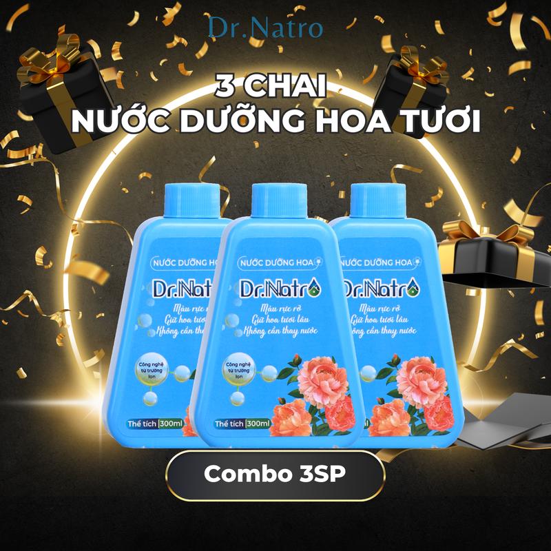 Combo 3 Nước dưỡng hoa tươi Dr Natro - Giữ hoa tươi lâu 3 - 4 tuần - Màu sắc hoa bền đẹp gấp 3 - 5 lần - Chai 300ml Women Nữ, Nước Dưỡng Hoa, nuôi dưỡng hoa tươi Gội Đầu