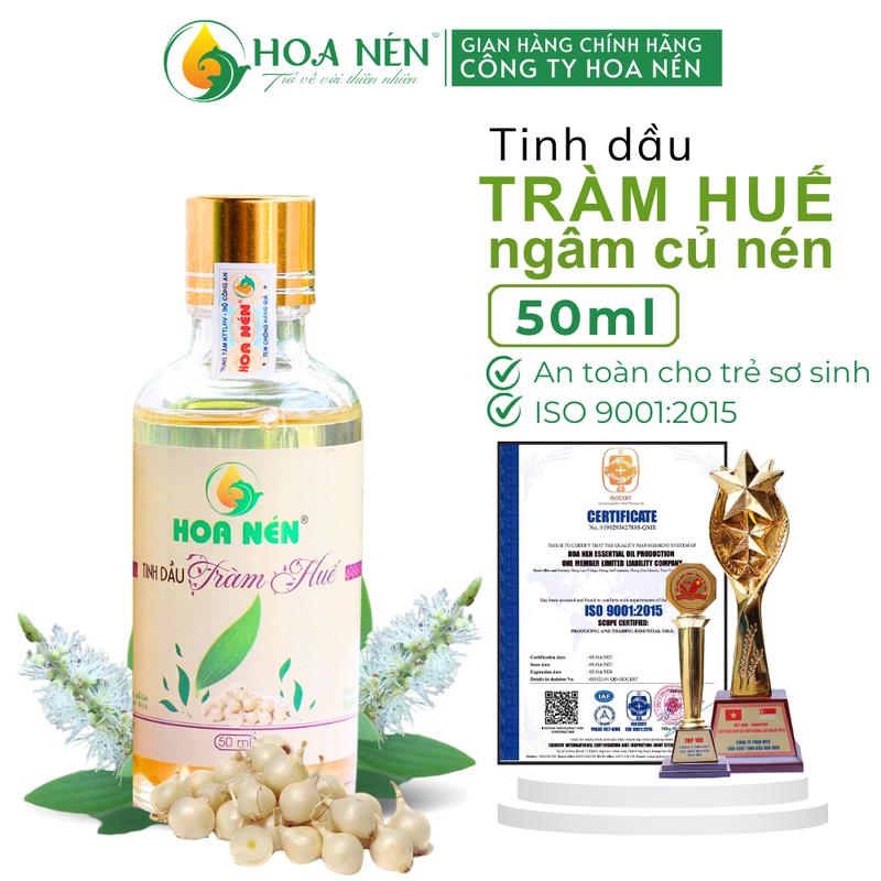 CHÍNH HÃNG - Tinh dầu Tràm Huế nguyên chất có ngâm củ nén 50ml - Hoa Nén - Vegan - Chăm sóc mẹ và bé Cho Cho Bé Cho Mẹ