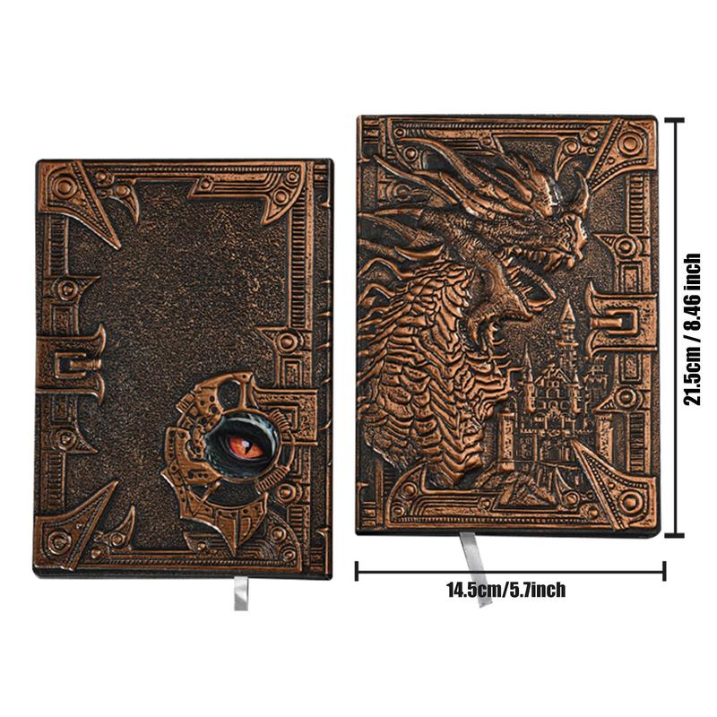 Vintage Dragon Design Notebook, 1 Count A5 Retro Travel Diary Notebook, Creative Writing Notebook, Office Stationery & Supplies 1