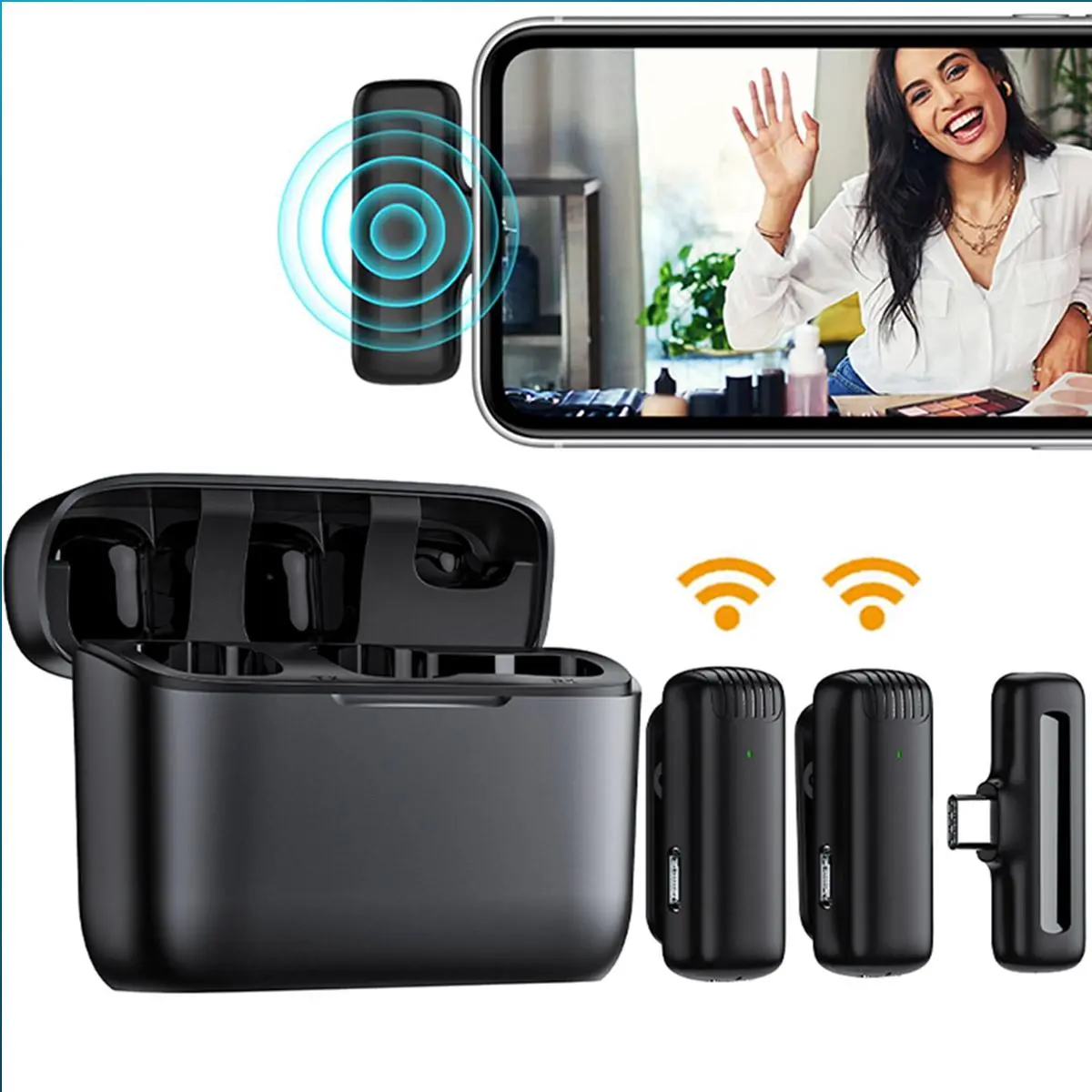 Noise Reduction Lavalier Microphone, Portable Lightweight Wireless Mini Microphone, Live Broadcast Equipment For Live Streaming Vlog Recording Cover Clip Live Broadcast Gaming Mic For Android Phone Samsung Oppo Vivo Xiaomi