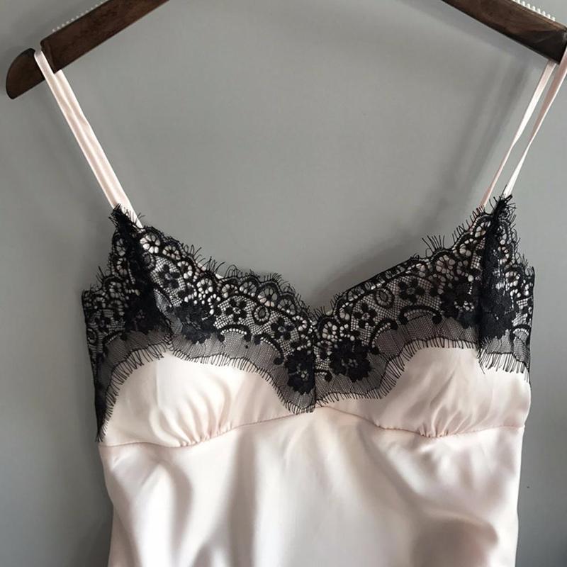 Đồ Ngủ Nữ, Không Tay, Bộ Cami Trang Trí Ren, Đồ Ngủ, Đồ Ngủ Satin, D5T4, Áo 3