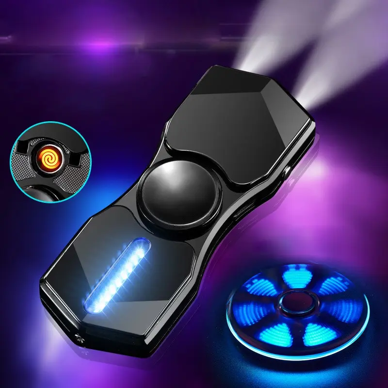 Con Quay Spinner Tạo 12 Hiệu Ứng Đèn Led Hồng Ngoại Và Đèn Pin Sạc Điện USB Đồ Chơi