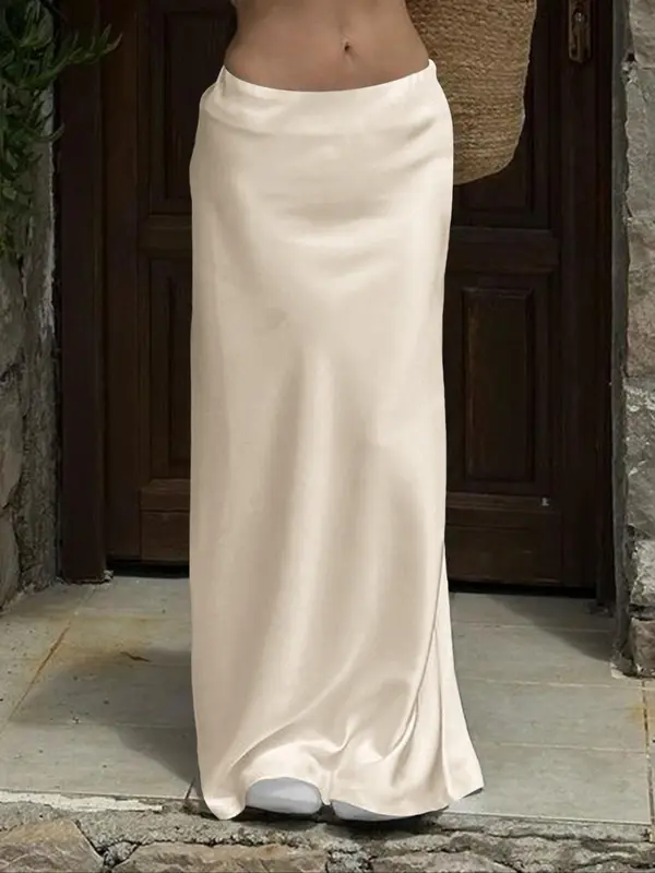 Women's Solid Color Skirt, Elegant Fashion   Skirt for Party Dating Wear, Ladies Bottoms for All Seasons 3