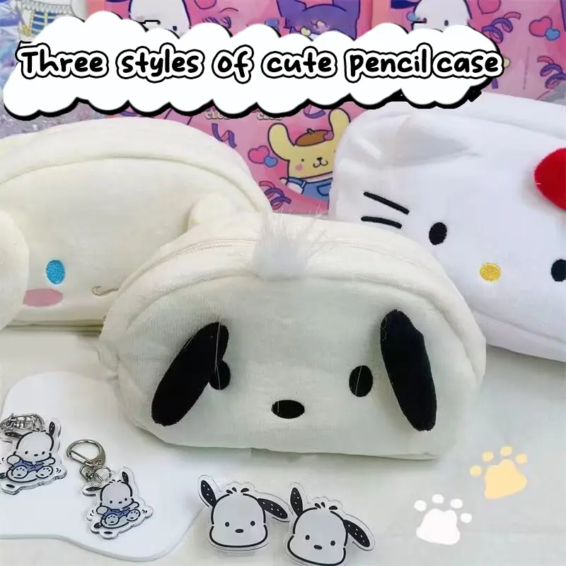 Hộp Đựng Bút Chì Nhồi Bông Hello Kitty Mèo, Thiết Kế Dễ Thương Sanrio, Cinnamoroll, Túi Đựng Mỹ Phẩm Trang Điểm, Dành Cho Bé Gái, Người Sắp Xếp, Văn Phòng Phẩm, Túi Đựng Đồ Du Lịch 1