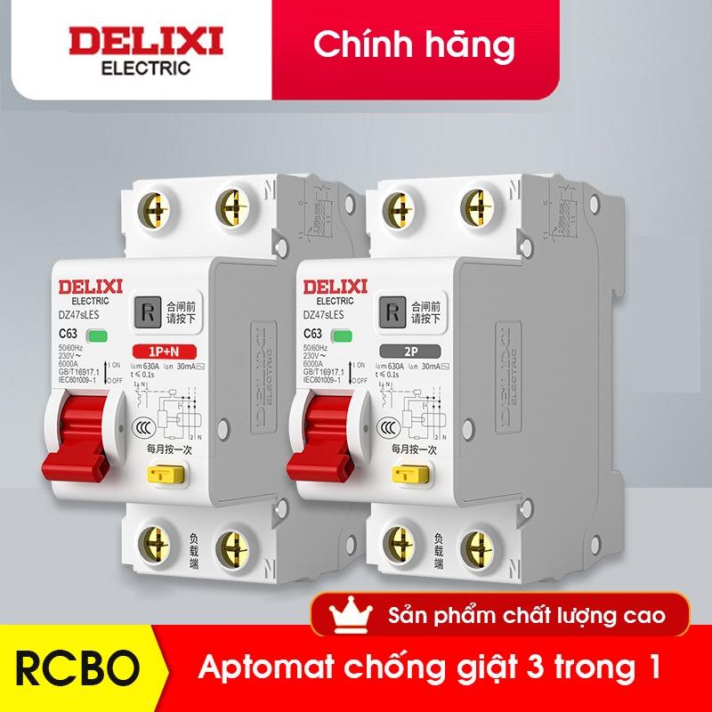 Cầu dao chống giật 220v 2P DELIXI 20A 32A,40A,63A Aptomat chống giật chống dòng dò chống quá tải bảo vệ an toàn HÀNG CHÍNH HÃNG át chống giật CB chống giật