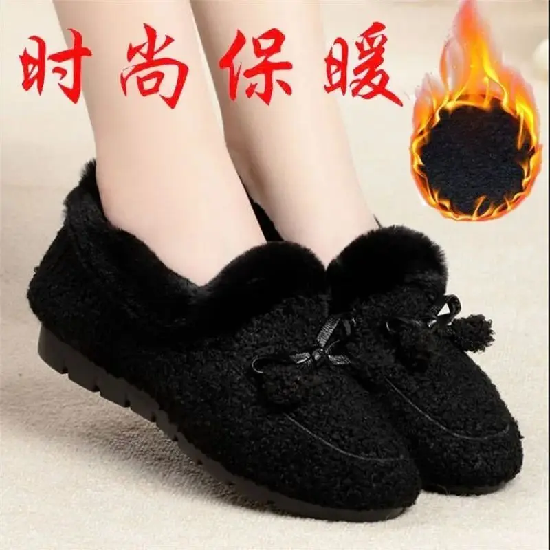 Giày Bệt Lông Mịn Gommino, Dành Cho Nữ, Mùa Thu Và Mùa Đông, Phong Cách Hàn Quốc, Đế Dày, Đế Bằng, Dễ Phối Đồ, Làm Bằng Bông, Lót Lông Cừu, Thích Hợp Cho Các Bà Mẹ Có Thể Mặc Ngoài Trời, Hàng Mới Về Năm 2024, Ấm Áp 7