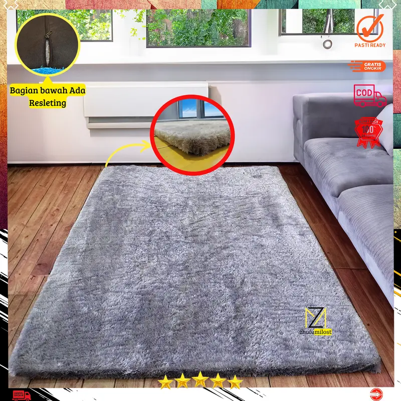 Karpet bulu rasfur alas duduk ukuran 160x100 cm 0