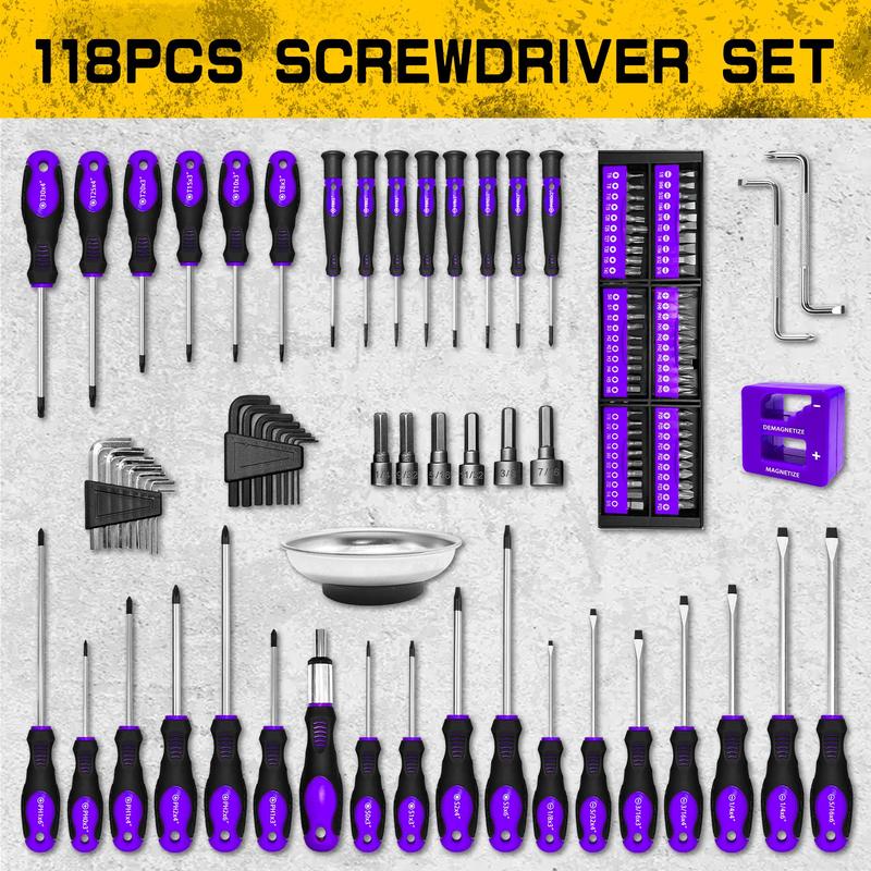 Product Introduction of Magnetic Screwdriver Set, 118pcs/set Screwdriver Set with Plastic Racking, Screwdriver Set DIY Tools 2
