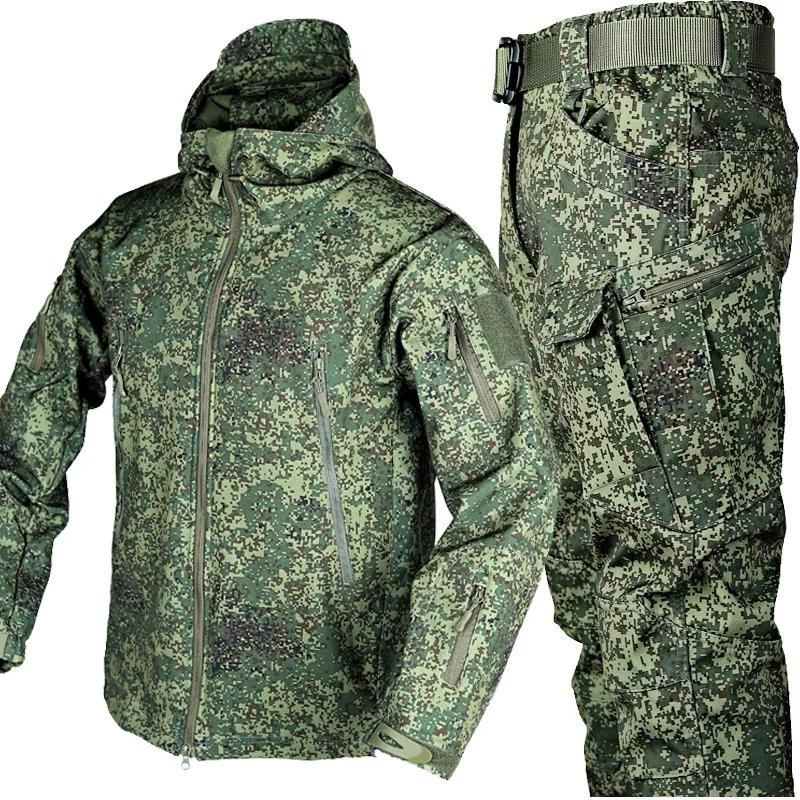 Product Introduction of Outdoor Shark Skin Warmth Set Camo Plush Thickened Coat Autumn/Winter Racing Top Does Not Include Cuff Logo Pattern Cotton Menswear Soft Clothing 6