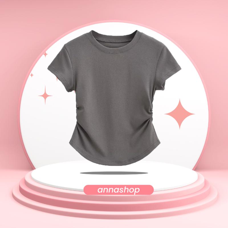 áo thun rút eo tôn dáng from croptop ôm body xinh xắn tôn dáng (35-50kg ) tùy chiều cao  Nữ Women Cổ Tròn Top áo  thun áo  thun although áo  thắt