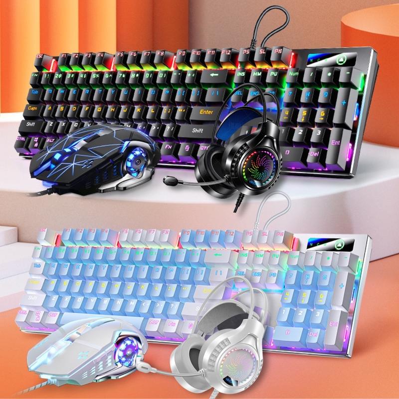 COMBO Bàn Phím Cơ 87 Và 104 Nút Chuột Tai Nghe Có Dây YINOIAO ZK3+G15+Q7 Blue Và Black Switch LED 8 Hiệu Ứng Bảng Điều Khiển Kim Loại Dùng Cho Máy Tính PC Laptop - BLACK SWITCH LÀ PHIÊN BẢN GIẢM ÂM THANH CỦA BLUE SWITCH