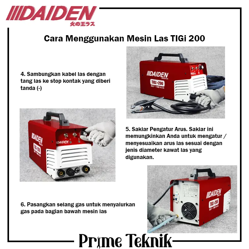 Mesin Travo Las Argon TIGi 200 Daiden Welding Inverter TIGi200 TIG 200 3