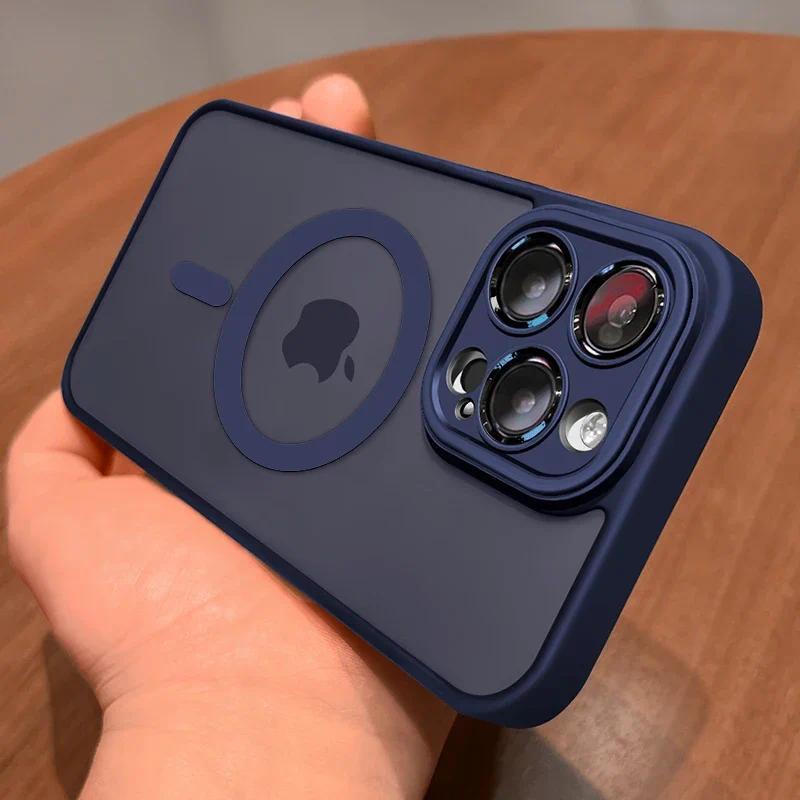 Product Introduction of Magnetic Luxury Matte Translucent Armor Shockproof Case For iPhone 15 14 13 12 11 16 Pro Max Plus Magsafe Wireless Charge Cover 12