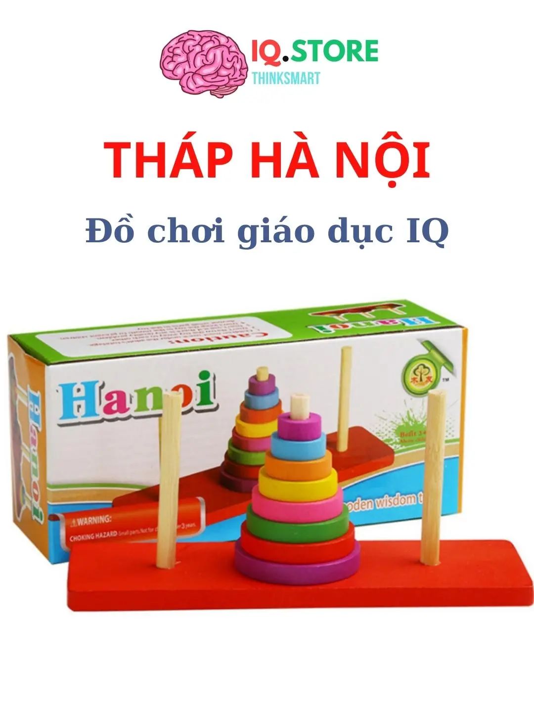 Đồ Chơi Tháp Hà Nội Xếp Hình Bằng Gỗ Phát Triển Tư Duy, Trí Tuệ - Đồ Chơi Câu Đố TQ Thông Minh Sáng Tạo Hanoi Tower