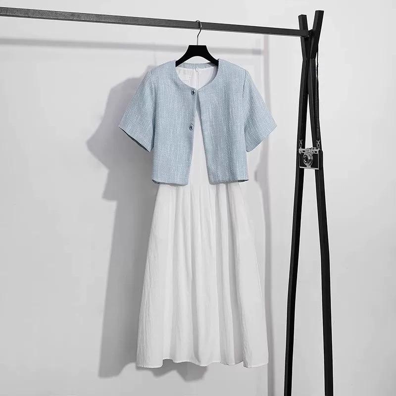 Set áo khoác dạ mỏng đầm sát nách công sở Trẻ Trung Nữ Tính ( hàng Quảng Châu )  Gọn Bigsize Nhung Women