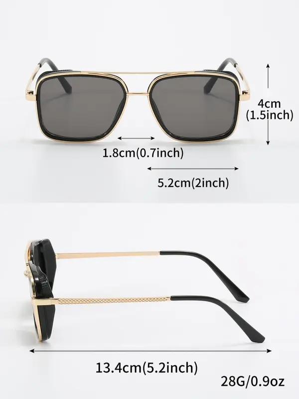 Men's 1 Pair Simple Sunglasses For Everyday Use, Summer Square Frame Double Beam Fashion Sunglasses, Modern Travel Accessories 5