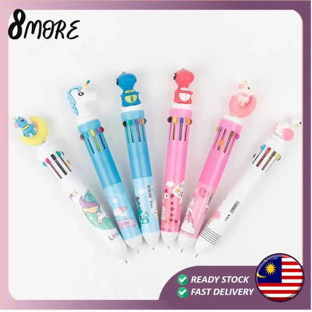 Cute Cartoon Pen Unicorn Bear Rabbit Multicolour Ballpoint Pen Student Gift Goodies Bag Alat Tulis Murah Kawaii Statione Office Stationery