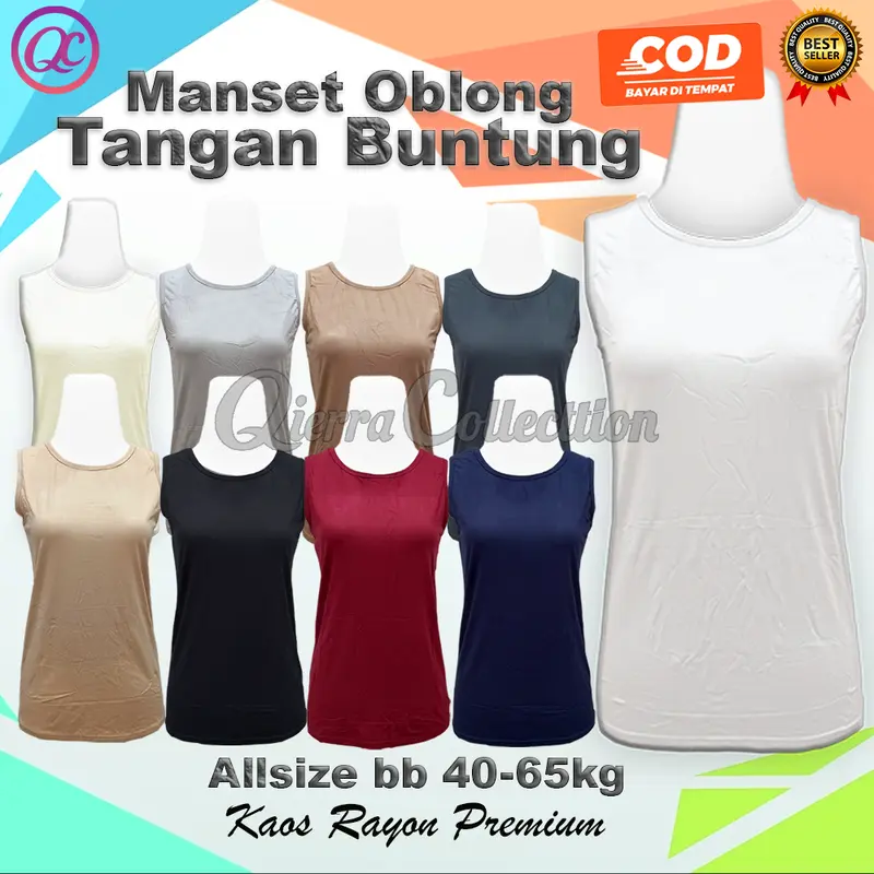 Manset Buntung Wanita Kutung Lekbong Kerah Oblong Polos Warna O neck All Size dan Jumbo Dewasa Anak bb 45 sampai 80kg Rayon Soft Stretch Pink Putih Nyaman Panjang 1