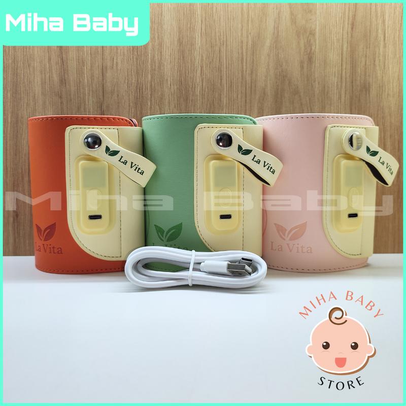 Túi ủ bình sữa ghim điện trực tiếp đầu sạc USB - Type C có màn hiển thị nhiệt độ, 5 nấc nhiệt độ giúp sữa luôn ấm nóng tiện lợi cho bé