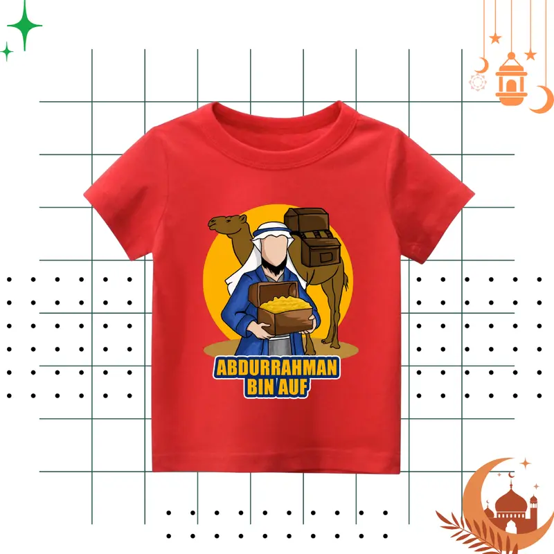 Man Cloth Baju Kaos Dakwah Islam Anak Laki Cowok Sahabat Nabi Abdurrahman Bin Auf Bahan Katun Combed 30s fashion pakaian Muslim 1