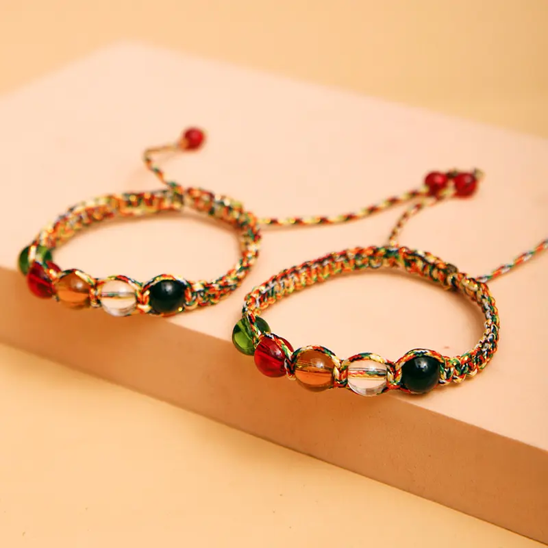 Vòng Tay Hạt Pha Lê Dây Thừng Buộc Thủ Công Phong Cách Boho, Dành Cho Phụ Nữ Và Trẻ Em Gái, Có Thể Điều Chỉnh, Vòng Tay Đính Cườm, Đồ Trang Sức Tay, Quà Tặng Bạn Bè, Hàng Mới Về 1
