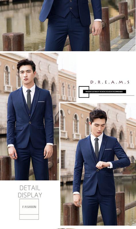 Product Introduction of RUNNINGBEAR Local Delivery Men Blazer Set 3 piece Suit Tuxedo Formal Business Wedding Blazzer Korean Office Outerwear Coat Slack Pants Jacket baju kot lelaki 27